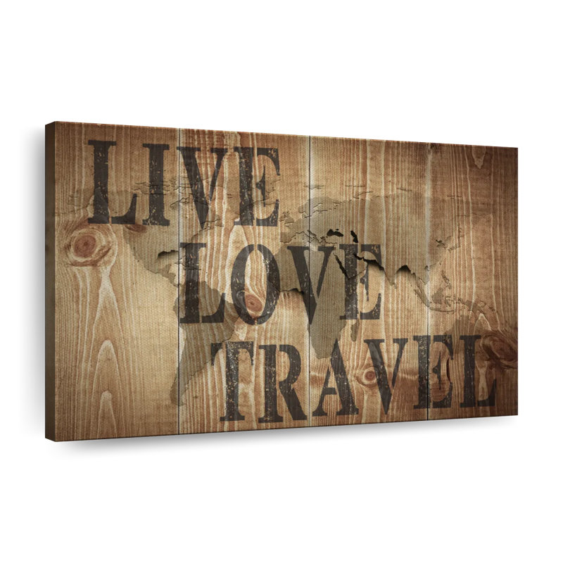 «Live Love Travel Map», reproduction sur toile, H 30 po x l 45 po x P 1,25 po