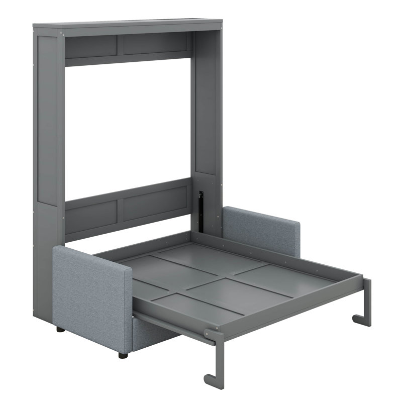 Lit escamotable mural avec coussin Kiora, King, Gris