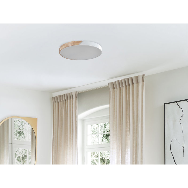 Hotze LED Flush Mount, White/Light Wood