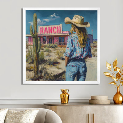 Cowgirl du ranch du désert - Décoration murale sur toile western