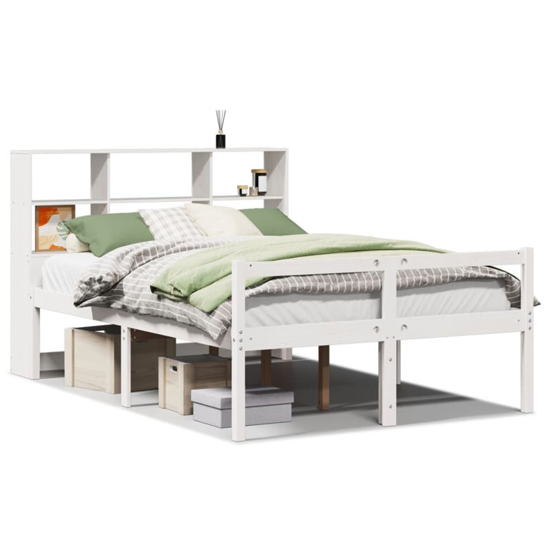 Solid Wood Bed, Small Double (4'), White