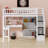 Space-Saving Multifunctional Wooden Loft Bed Frame With Desk, Stairs, Bookshelf And Storage Drawers-119926318