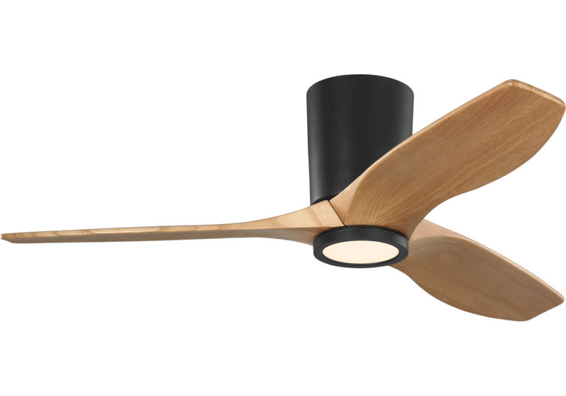 Seyra Smart Hugger LED Ceiling Fan, Natural Honey, 44" Wide, Midnight Black