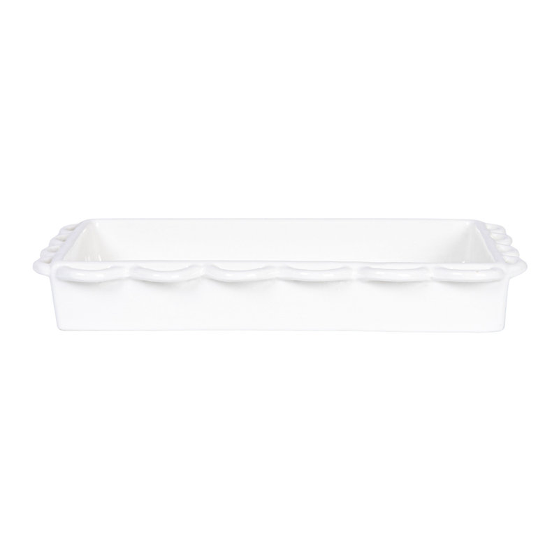 Porte-serviette décoratif en grès festonné, blanc
