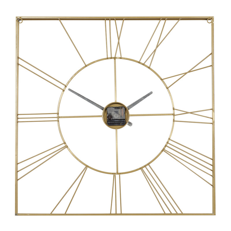 24" Gold Metal Open Frame Square Wall Clock