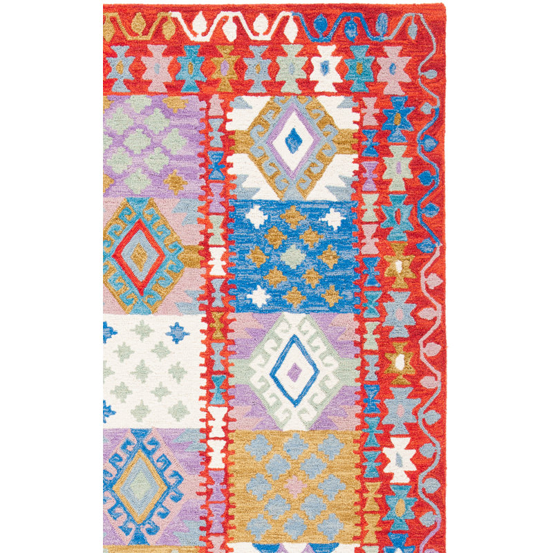 Horwich Flint 409 Area Rug In Red / Ivory, Square 7'