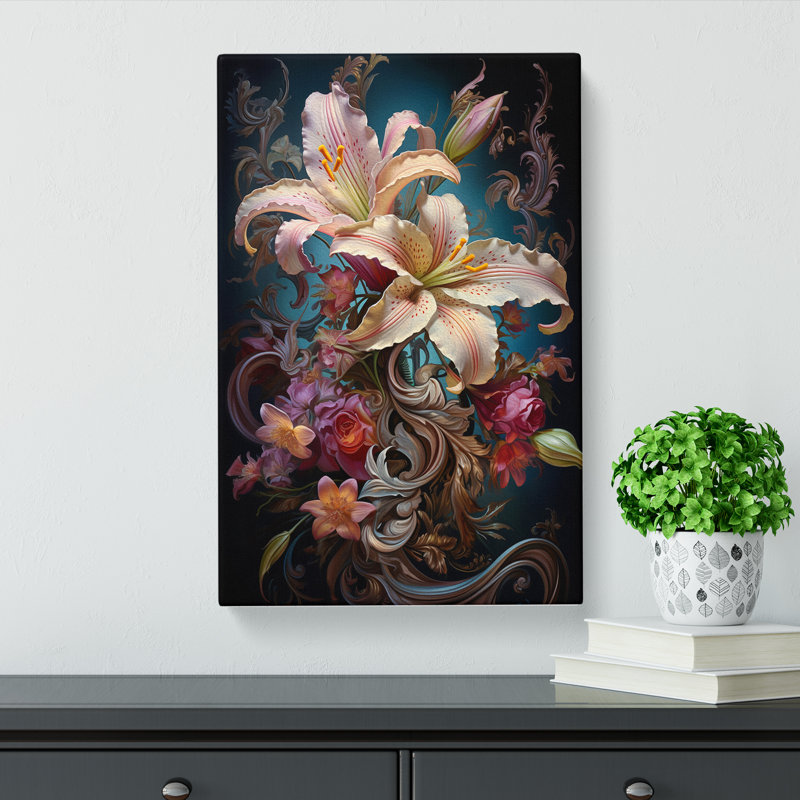 Lily Flower Baroque No.2 - Wrapped Canvas, 60cm H x 40cm W x 3cm D