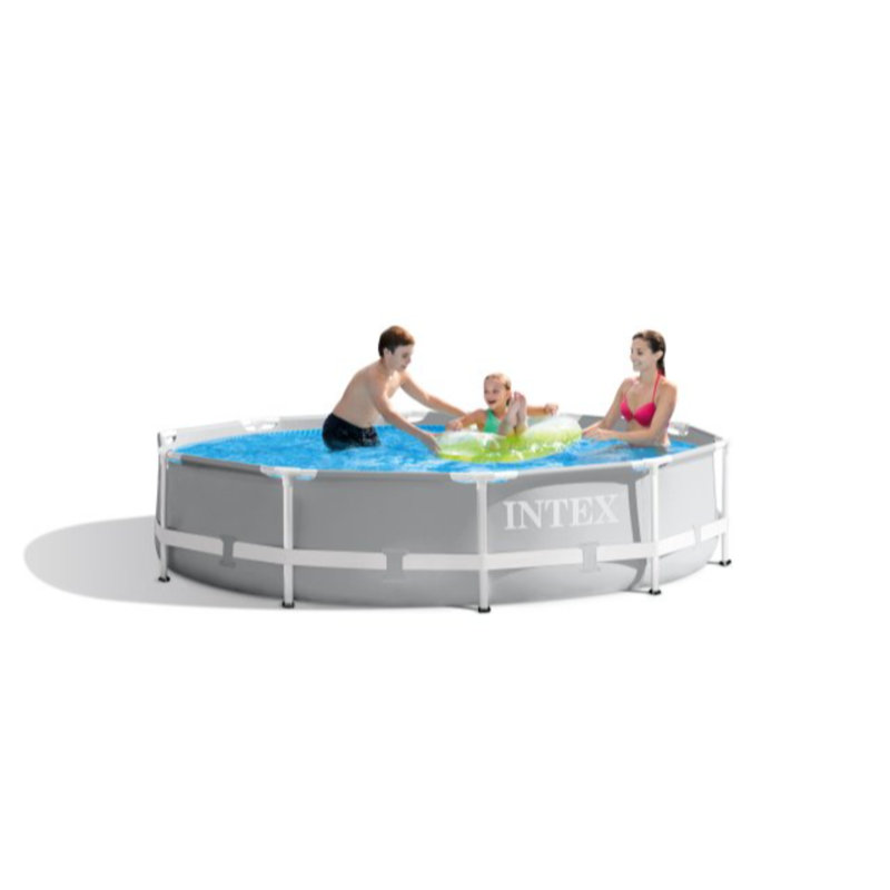Gray 10ft Round Metal Frame Above Ground Pool Set