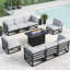 9 - Piece Outdoor Modular Sectional Set with Fire Table-846332408