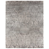 Antique'd Silk Damask Area Rug
