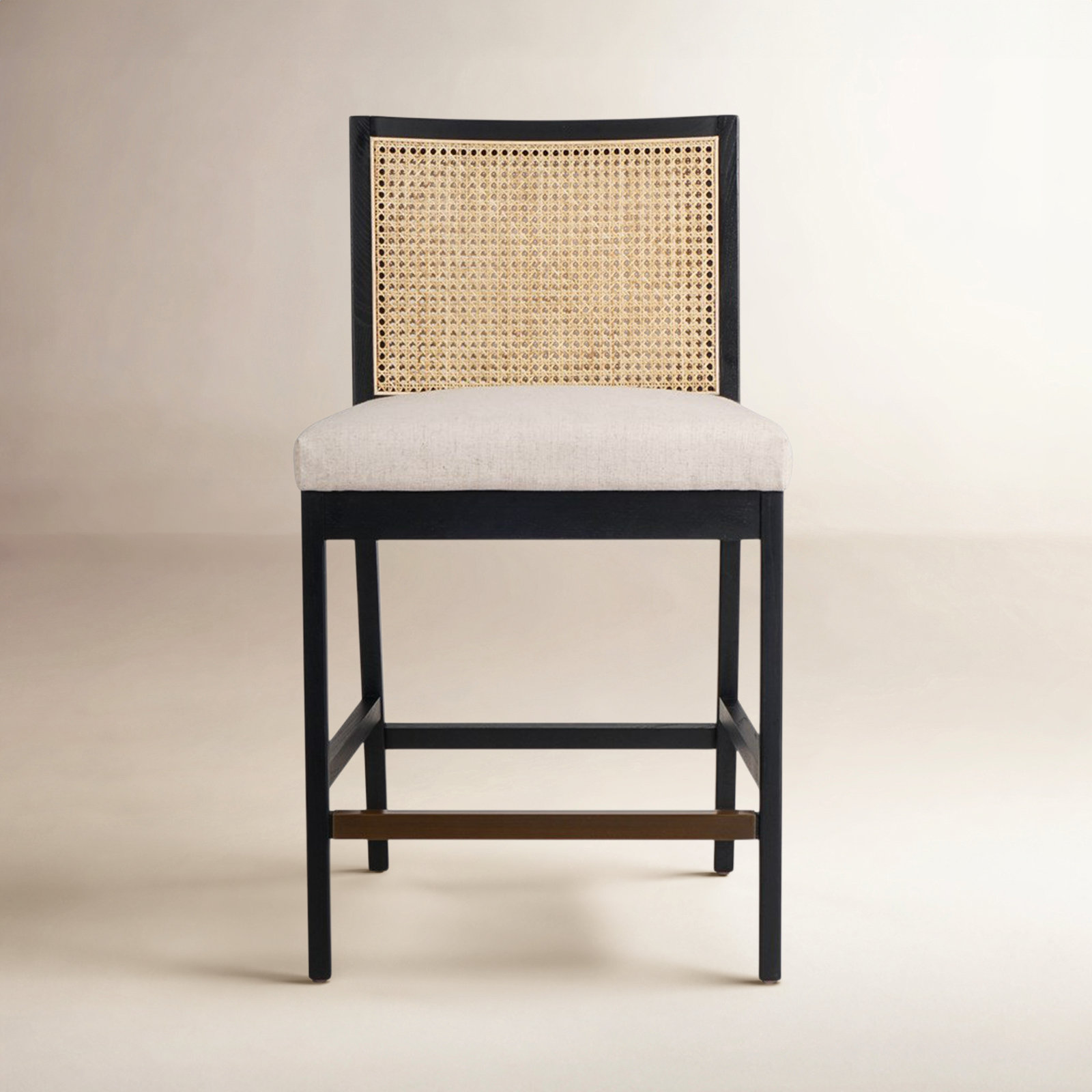 Sergi Cane Stool, Counter Stool (27" Seat Height), Brown/Natural/Taupe