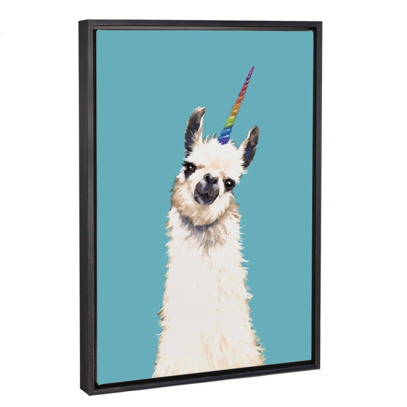 Art encadré licorne, H 60 po x l 40po x P 1,5 po, Toile avec cadre noir patiné