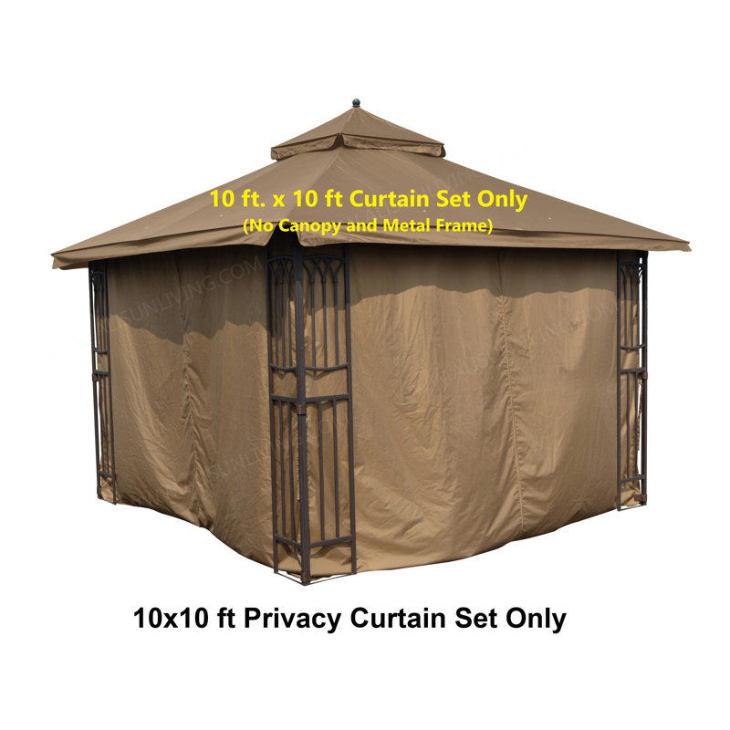 Beige Polyester Privacy Curtain Set for 10' x 10' Gazebo