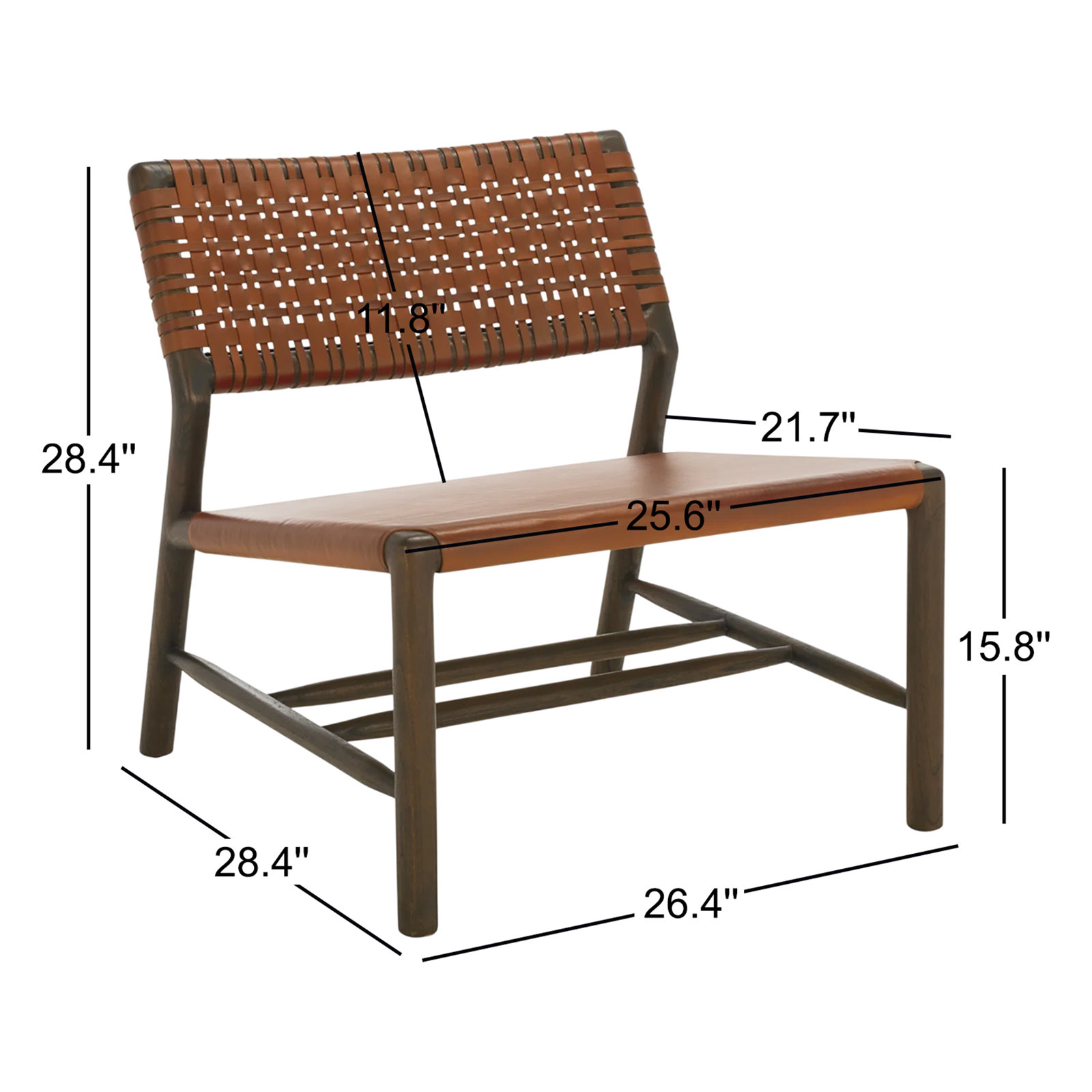 Stowmarket Woven Leather Acccent Chair, Walnut, Brown Leather