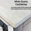 Meuble-lavabo blanc 60 po X 22 - comptoir en quartz, miroirs, fermeture en douceur, deux armoires et tiroirs pour l'organisation incluse, rangement intérieur-2064328388