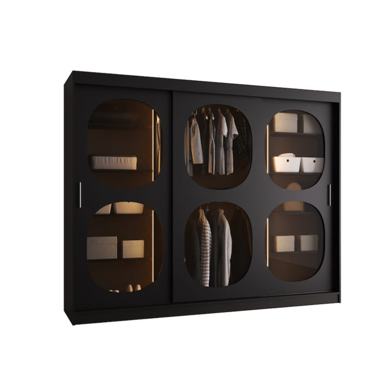 Sylina 3 Door Manufactured Wood Wardrobe, Black