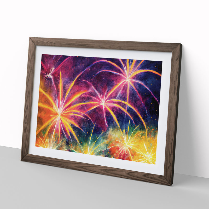 Spectacular Fireworks - Framed Print, 34cm H x 46cm W, Walnut Frame