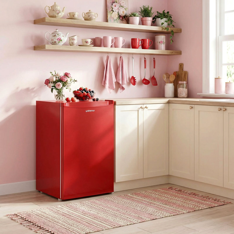 3.2 Cu.Ft Freestanding Mini Fridge with Reversible Door,ENERGY STAR, Red
