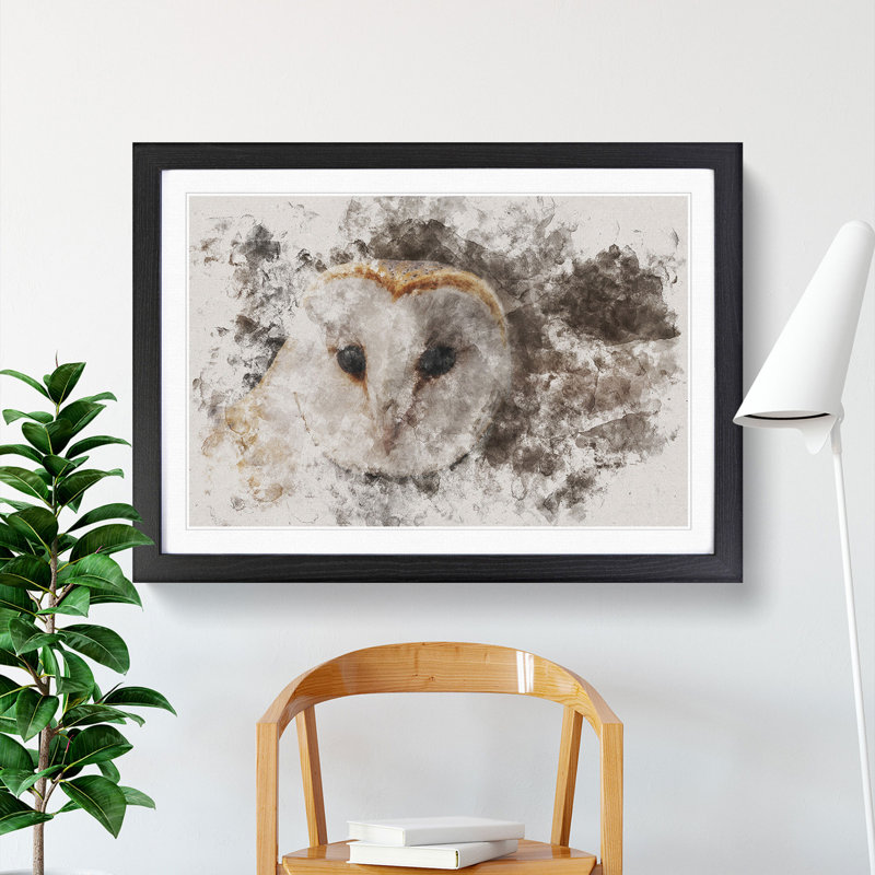 Barn Owl Vol.1 - Picture Frame Graphic Art, 27cm H x 36cm W x 2cm D, Black