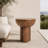 Round Outdoor MGO Side Table, Weather-Resistant Wood-Grain End Table with 3 Cylindrical Legs for Patio, Balcony, and Living Room-124177688