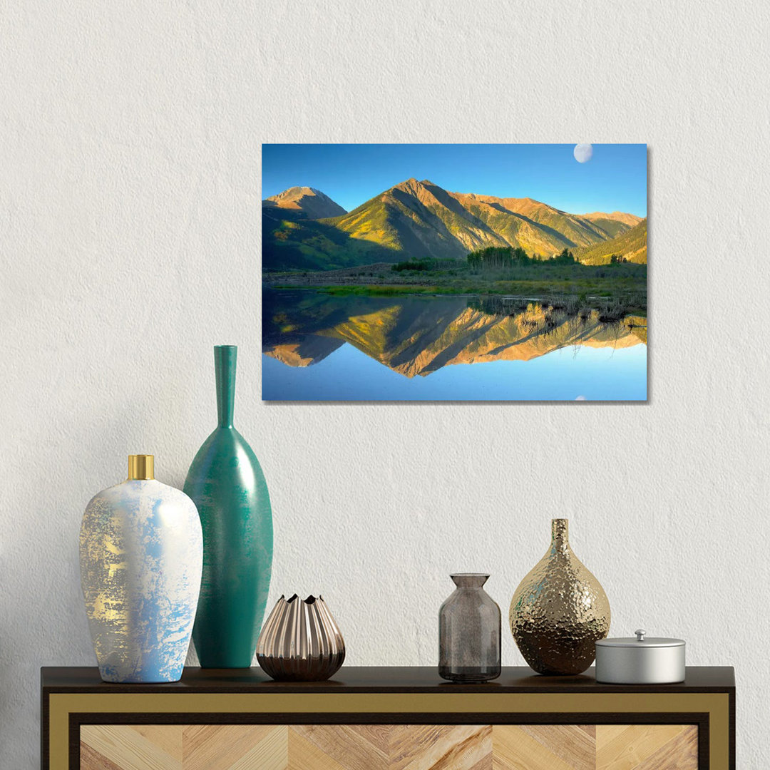 Moon And Twin Peaks Reflected In Lake, Colorado von Tim Fitzharris - Gallery-Wrapped Canvas Giclée on Canvas