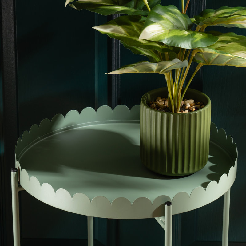 50cm Round Scallop Table, Green