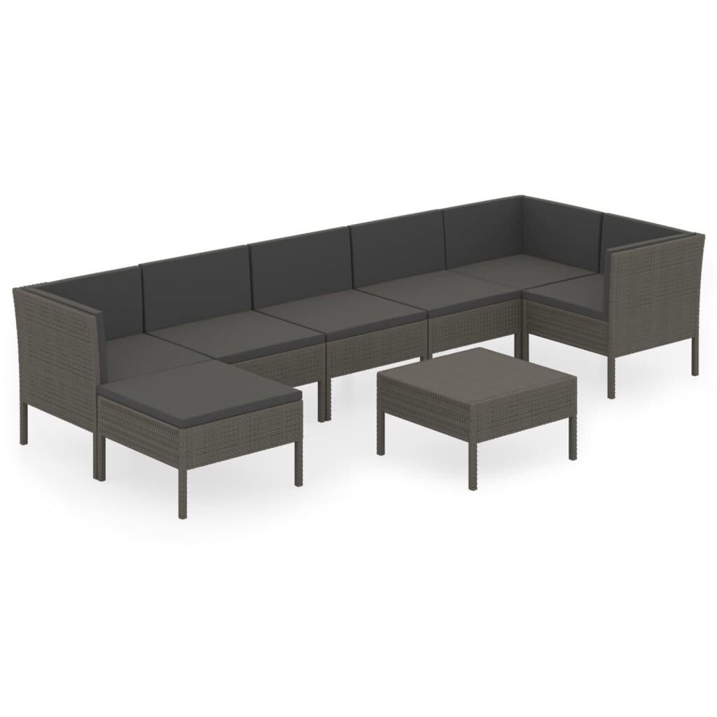 7-Sitzer Lounge-Set Jensiel aus Polyrattan mit Polster