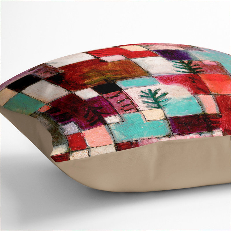 Red Green And Violet Rhythms Square Throw Cushion, Stone, 55cm H x 55cm W x 20cm D