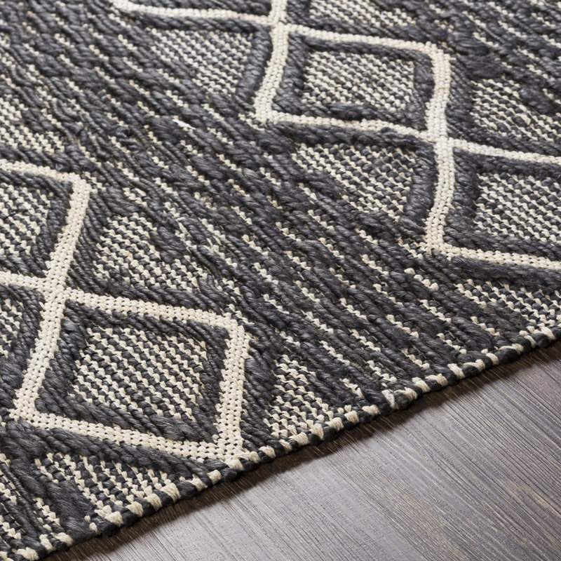 Tapis gris anthracite en laine tissé à la main Colin, Rectangle 6 pi x 9 pi