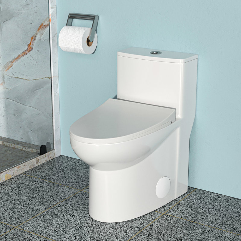 Ceramic Toilet With Powerful Siphon Flushing And Ergonomic Seat Lid For Quiet Operation