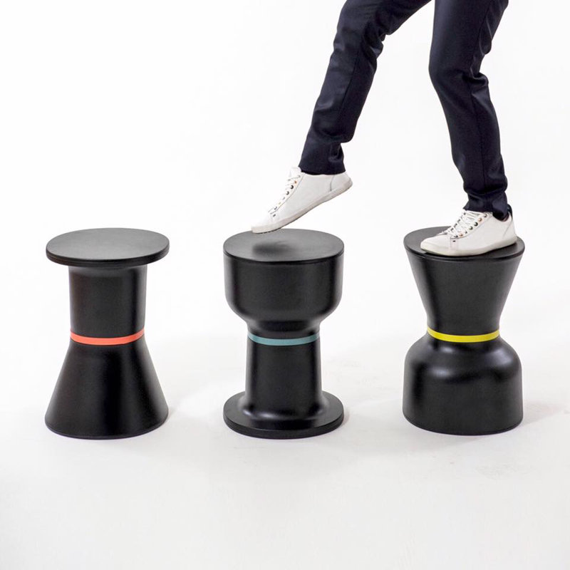 Tabouret d'appoint Paheko KO, Noir / Rouge