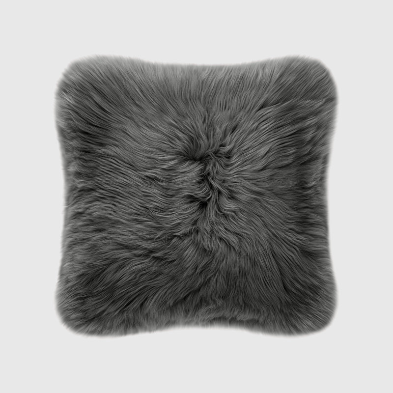 Fieldman Leather Reversible Throw Pillow, Granite Gray