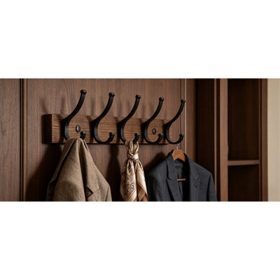 Single Brown Wooden Wall Hook, Multi-Functional Coat Rack, Hat Bag, Key Holder, Suitable For Bathroom Towel Storage.