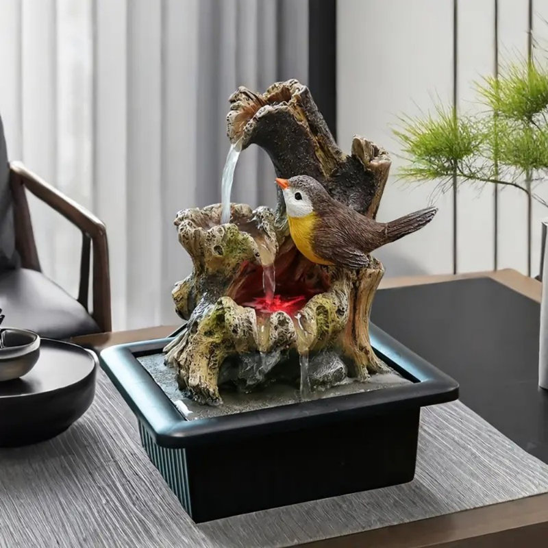Bird Tabletop Water Fountain | Quiet Pump | Zen & Nature Décor | Promotes Focus, Creativity, Promote Sleep | Reminder To Pause | Home Or Desk