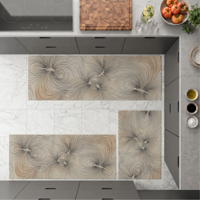 Floral Swirl Non-Slip Washable Kitchen Mats