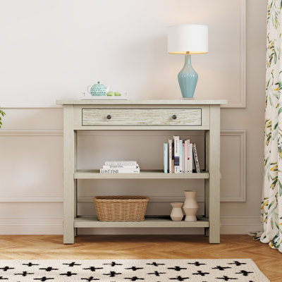Console rétro avec deux tablettes robustes, esthétique et pratique pour les entrées ou les salons