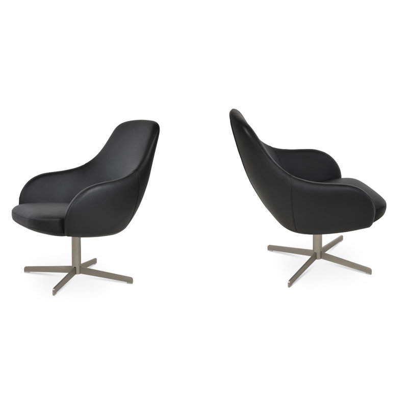 Gazel Arm Lounge 4 Star Swivel Chair, Black