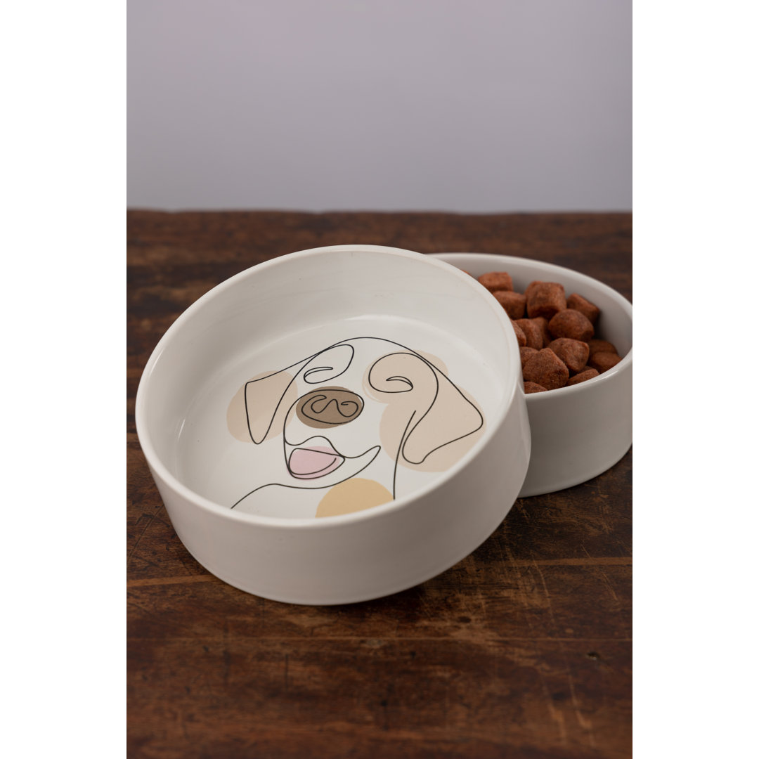Set Of 2 Abstract Cat Bowls