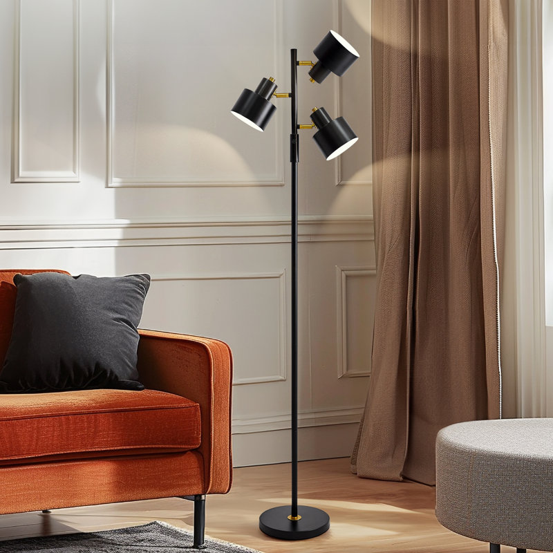 66.25" Modern Industrial Tree-shaped Floor Lamp.suitable For Living Room,bedroom And Office, Black