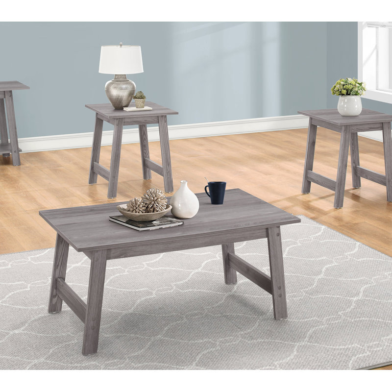 Ensemble de table, ensemble de 3 pièces, café, bout, côté, accent, salon, stratifié gris, transitionnel, Gray