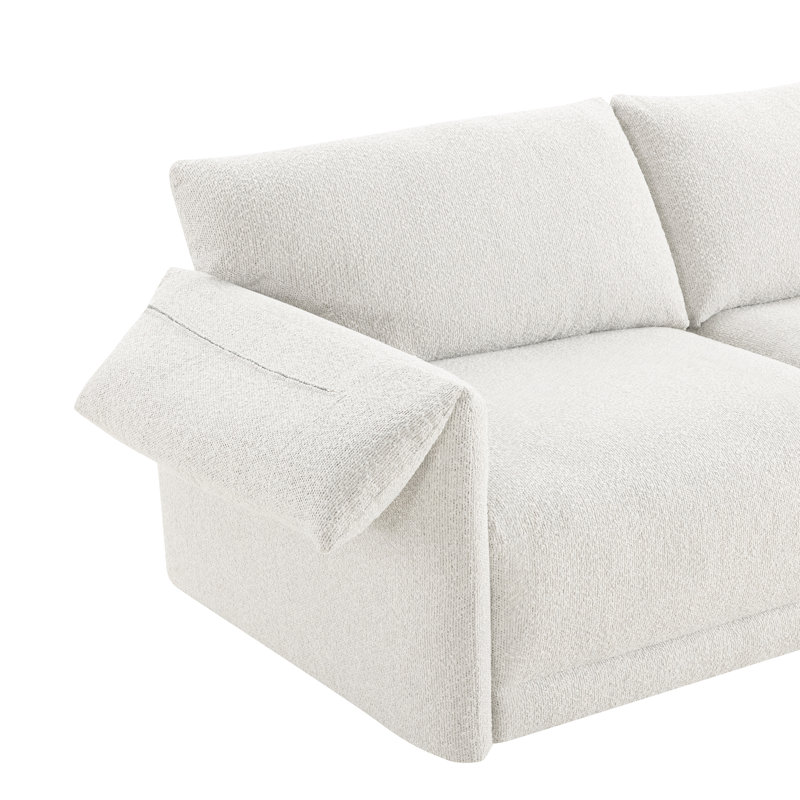 Bodhild 151'' Boucle 6 - Piece Modular Sectional With Ottoman, Pearl Polyester