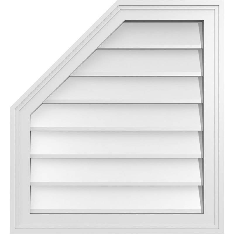 Half Octagon Top Left Surface Mount Signature Urethane Non-Functional Gable Vent Primed Tan, 1.5" H x 22" L x 24" W