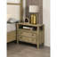 Table de chevet de chambre à coucher avec tablette ouverte et 2 tiroirs, beige foncé, bois massif, tablette à tiroirs de style robuste, fabrication beige