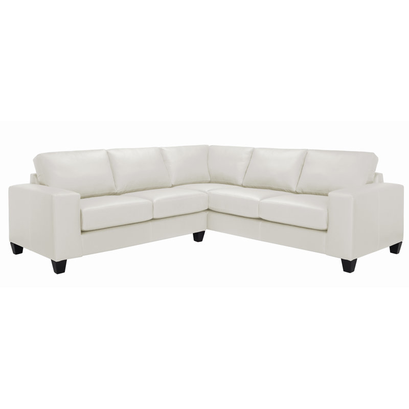 Canapé modulaire de 95 po Gilford, Cuir véritable blanc ivoire