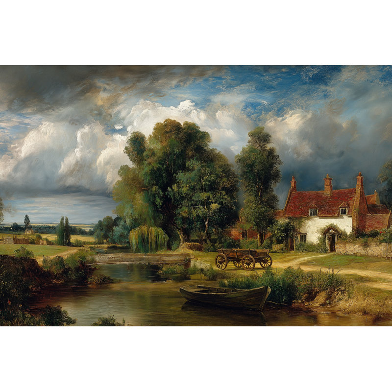 Papier peint maison de campagne Cottage, 100 po x 96 po, Peler et coller