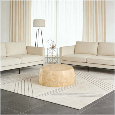 High-Quality MDF Round Table, Modern Industrial Fully Assembled Drum Coffee Table, Suitable For Home&Kitchen