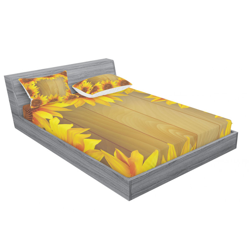 Microfiber Floral Sheet Set, Queen Sheet Set with Fitted Sheet