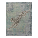 Distressed Homage Hand Knotted Wool Animal Print Area Rug
