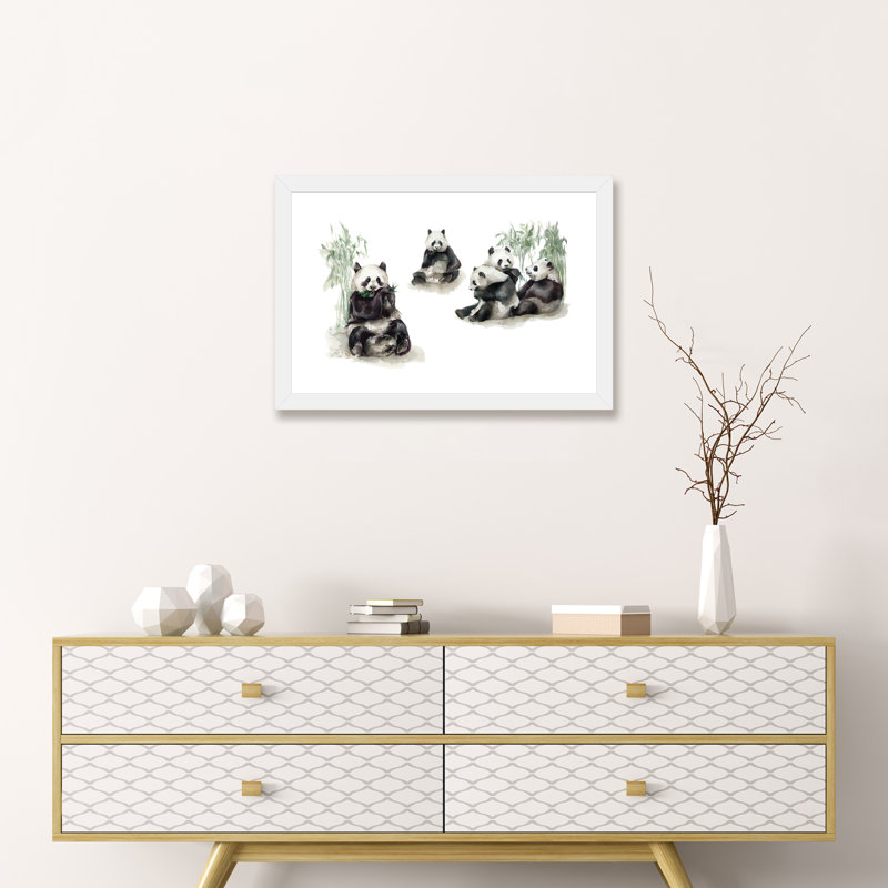 Pandas, H 24 po x l 32 po x P 1 po, Papier encadré blanc