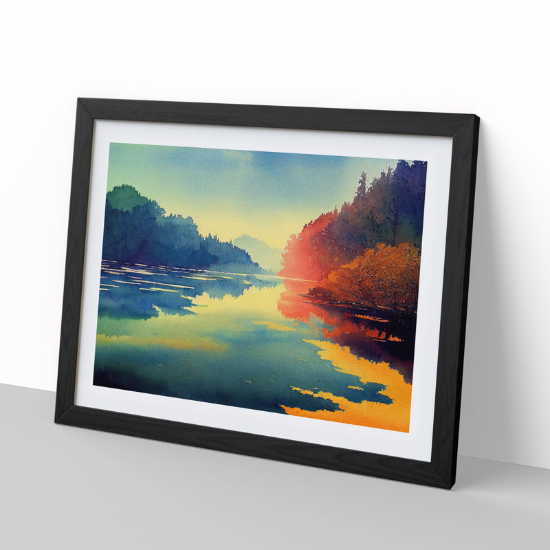 Colourful Forest River Vol.3 - Single Picture Frame Print, Black Framed, 34cm H x 46cm W x 2cm D